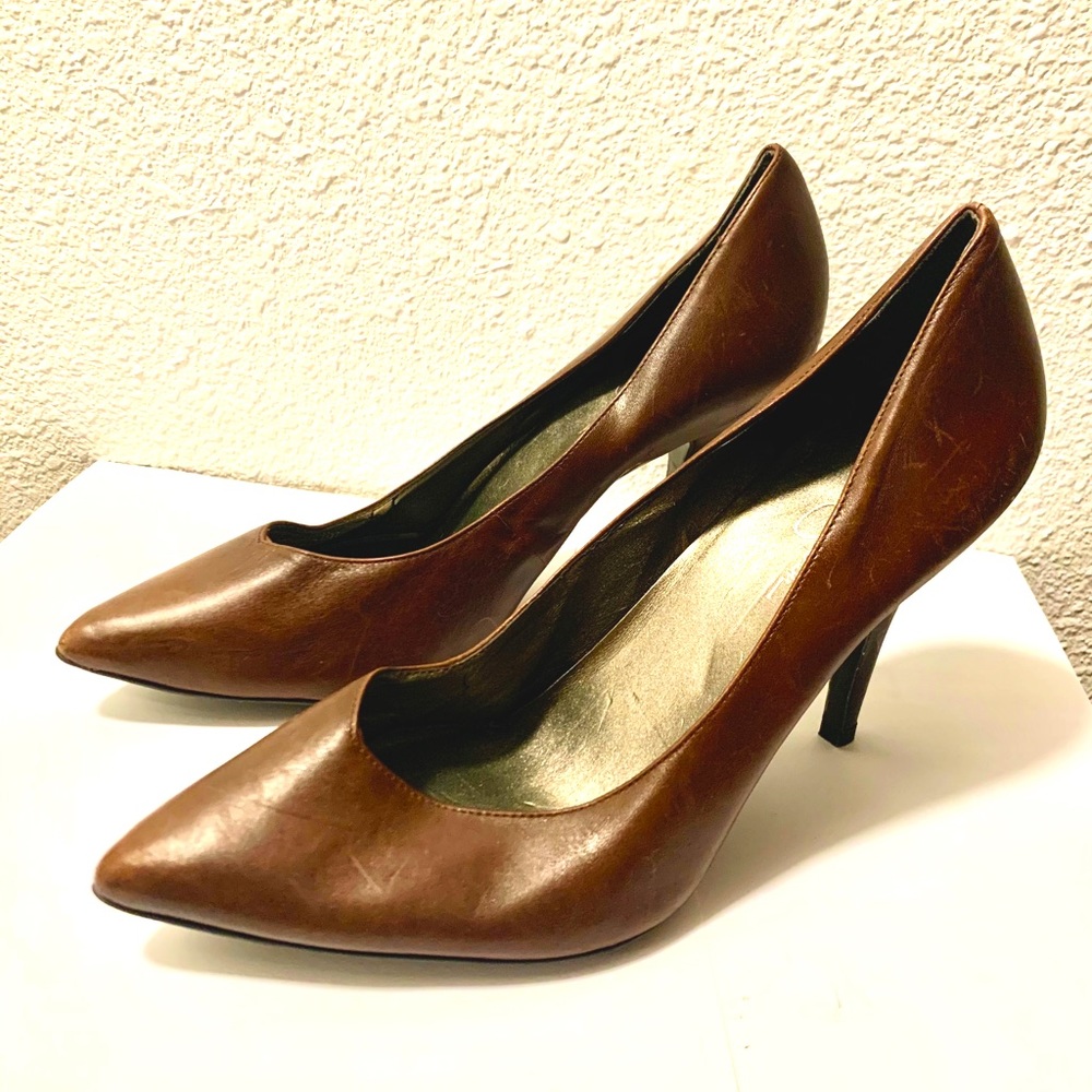 Jessica Simpson Brown Leather Stiletto Heels 9.5